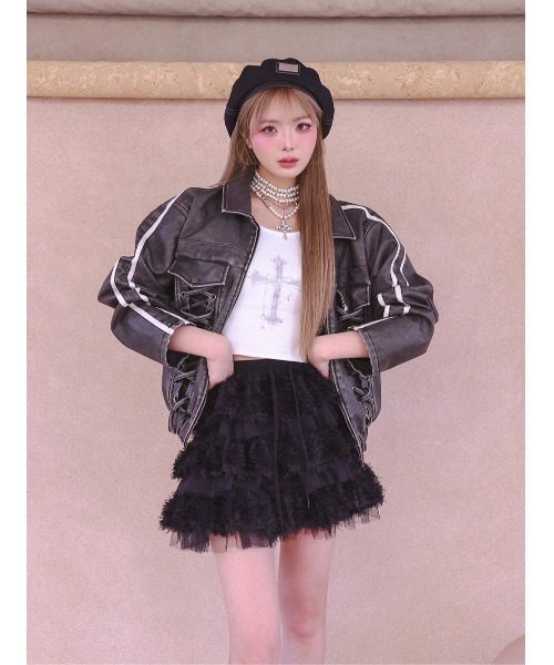 ラインレザーオーバージャケット（その他アウター）｜Darich