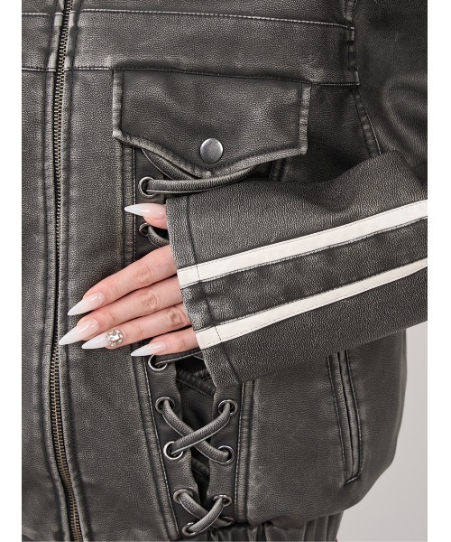 ラインレザーオーバージャケット（その他アウター）｜Darich