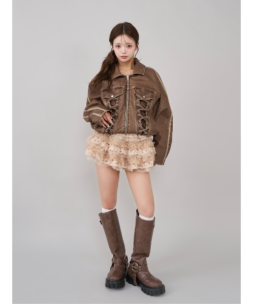 ラインレザーオーバージャケット（その他アウター）｜Darich