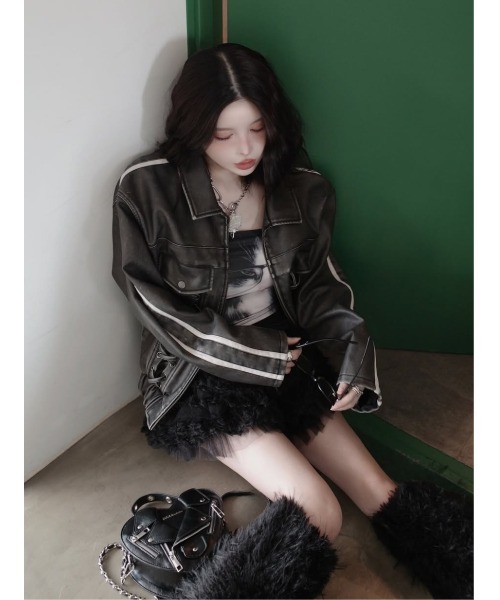 ラインレザーオーバージャケット ラインレザーオーバージャケット（その他アウター）｜Darich