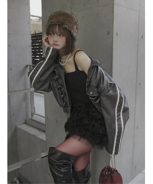 ラインレザーオーバージャケット（その他アウター）｜Darich