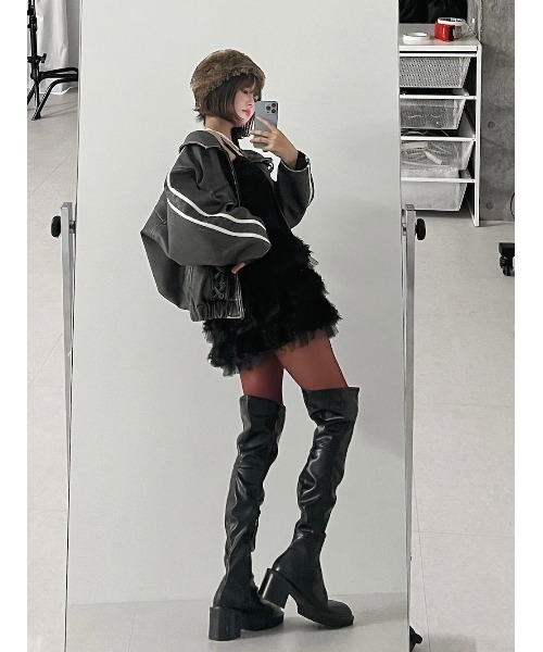 ラインレザーオーバージャケット（その他アウター）｜Darich