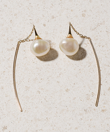 アガット:パール チェーン付き ピアス(両耳用) 金属アレルギー対応】Link chain pearl pierce/2WAYチェーン