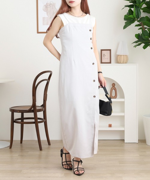 FUNALIVE(ファンアライブ)の「ラップ風Iラインキャミワンピース(ワンピース・レディース・グレー/ブラック・M)」の1枚目の写真