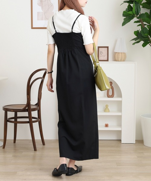 FUNALIVE(ファンアライブ)の「ラップ風Iラインキャミワンピース(ワンピース・レディース・グレー/ブラック・M)」の3枚目の写真