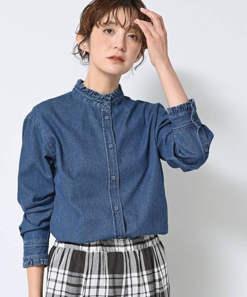 本日のみ値下げ デニムフリルシャツ　新品 本日のみ値下げ デニムフリルシャツ 新品 デニム フリルカラー シャツ