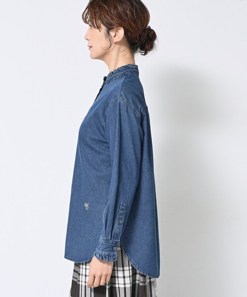 デッサン（Dessin）/【洗える】フリルデニムシャツ セール】【洗える】フリルデニムシャツ（シャツ/ブラウス）｜Dessin