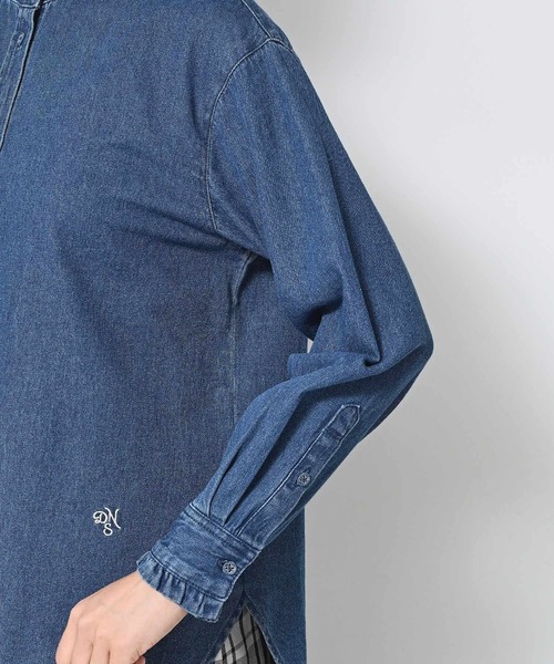 セール】【洗える】フリルデニムシャツ（シャツ/ブラウス）｜Dessin