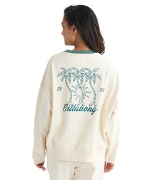 BILLABONG レディース TRIPLE PALMS SWEAT CREW トレーナー 【2025年秋冬モデル】/ビラボンセットアップ対応調温機能パイピングプルオーバースウェットトレーナー
