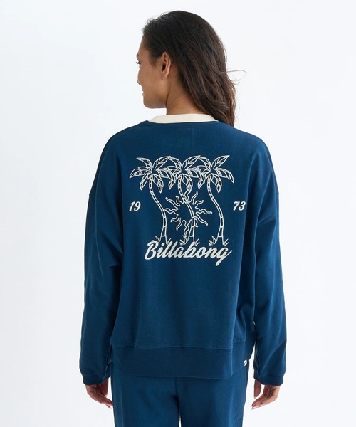 BILLABONG(ビラボン)の「BILLABONG レディース TRIPLE PALMS SWEAT CREW トレーナー 【2025年秋冬モデル】/ビラボンセットアップ対応調温機能パイピングプルオーバースウェットトレーナー(スウェット・レディース・ネイビー/アイボリー・MEDIUM/LARGE)」の12枚目の写真