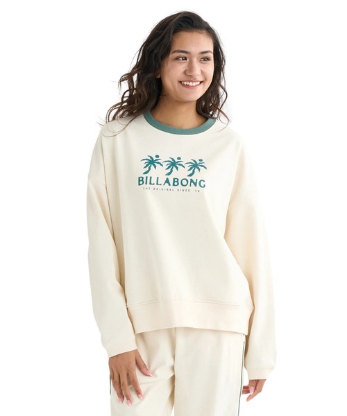 BILLABONG(ビラボン)の「BILLABONG レディース TRIPLE PALMS SWEAT CREW トレーナー 【2025年秋冬モデル】/ビラボンセットアップ対応調温機能パイピングプルオーバースウェットトレーナー(スウェット・レディース・ネイビー/アイボリー・MEDIUM/LARGE)」の3枚目の写真