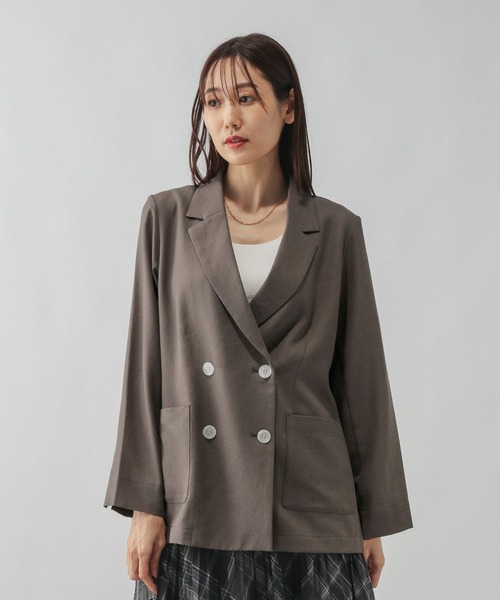 GLOBAL WORK（グローバルワーク）の「セミシアーダブルジャケット/580889（テーラードジャケット・レディース・ブラウン/モカ/ブラック・MEDIUM/LARGE）」の14枚目の写真