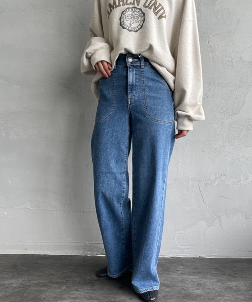 SOMETHING（サムシング）の「[SOMETHING/サムシング] LISA レースアップ ワイドデニム（デニムパンツ・レディース・インディゴブルー/ライトインディゴブルー/ブラック・S/M/XS/L）」の18枚目の写真