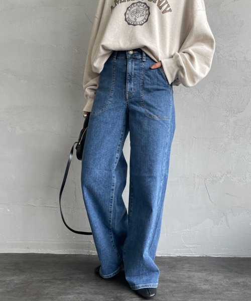 SOMETHING（サムシング）の「[SOMETHING/サムシング] LISA レースアップ ワイドデニム（デニムパンツ・レディース・インディゴブルー/ライトインディゴブルー/ブラック・S/M/XS/L）」の22枚目の写真