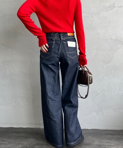 SOMETHING（サムシング）の「[SOMETHING/サムシング] LISA レースアップ ワイドデニム（デニムパンツ・レディース・インディゴブルー/ライトインディゴブルー/ブラック・S/M/XS/L）」の11枚目の写真