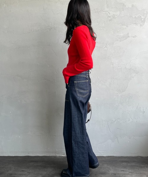 SOMETHING（サムシング）の「[SOMETHING/サムシング] LISA レースアップ ワイドデニム（デニムパンツ・レディース・インディゴブルー/ライトインディゴブルー/ブラック・S/M/XS/L）」の13枚目の写真