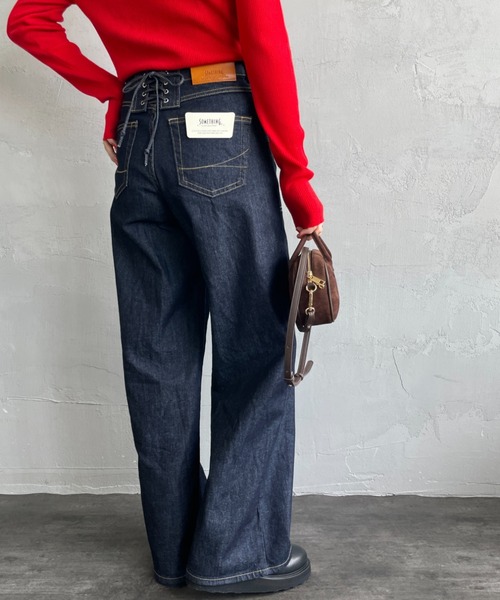 SOMETHING（サムシング）の「[SOMETHING/サムシング] LISA レースアップ ワイドデニム（デニムパンツ・レディース・インディゴブルー/ライトインディゴブルー/ブラック・S/M/XS/L）」の7枚目の写真