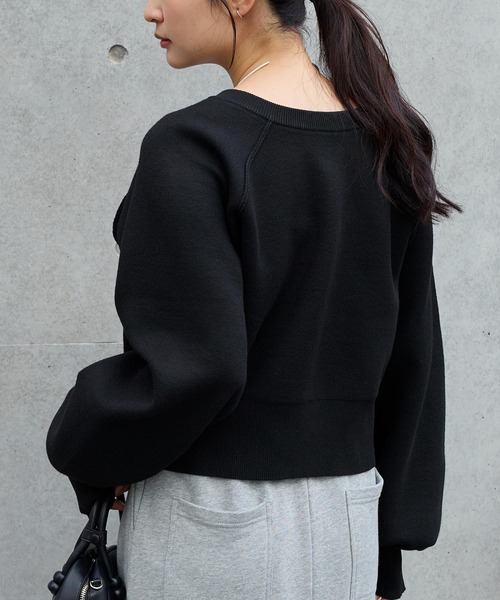 MONO-MART（モノマート）の「前後2WAY｜ダブルジップ ショートカーデ（スウェットライク）（カーディガン/ボレロ・レディース・杢グレー/アイボリー/ブラック/ネイビー/ピンク/レッド/ブラウン/モカ/ダークグレー・FREE）」の14枚目の写真