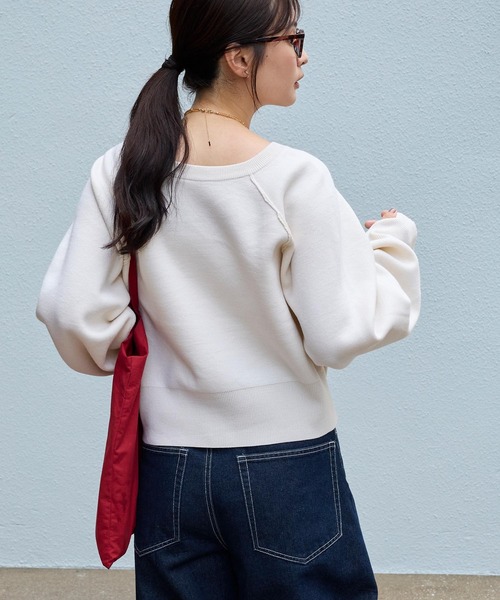 MONO-MART（モノマート）の「前後2WAY｜ダブルジップ ショートカーデ（スウェットライク）（カーディガン/ボレロ・レディース・杢グレー/アイボリー/ブラック/ネイビー/ピンク/レッド/ブラウン/モカ/ダークグレー・FREE）」の21枚目の写真