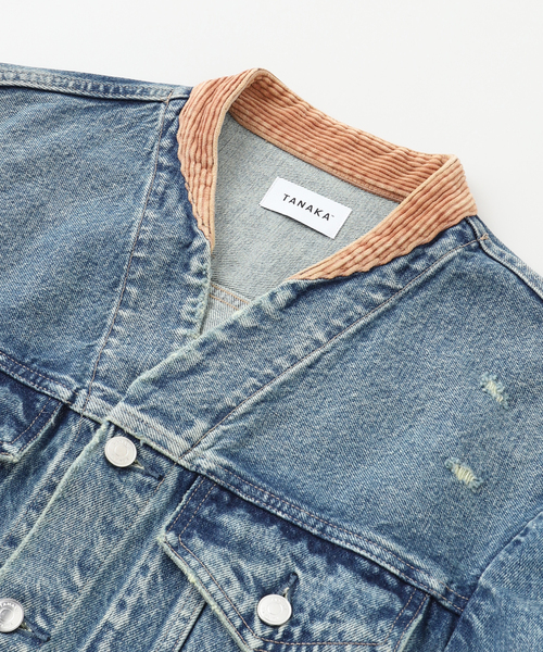 TANAKA（タナカ）の「TANAKA / タナカ NO COLLAR TRUCKER JACKET（デニムジャケット・メンズ・ブルー系その他・MEDIUM/LARGE）」の3枚目の写真