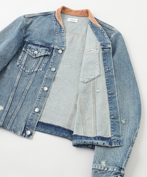 TANAKA（タナカ）の「TANAKA / タナカ NO COLLAR TRUCKER JACKET（デニムジャケット・メンズ・ブルー系その他・MEDIUM/LARGE）」の6枚目の写真