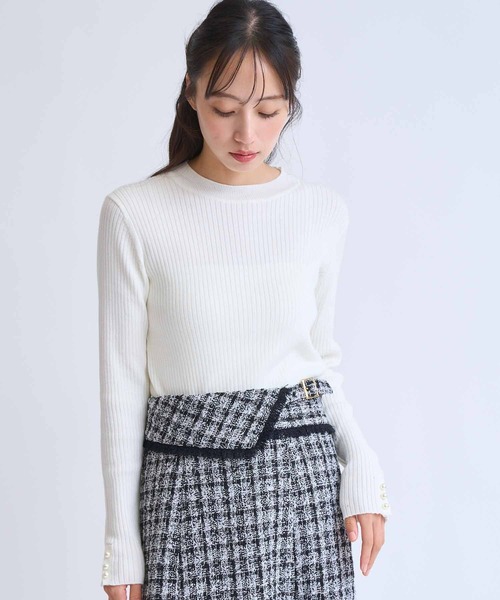 NOELA（ノエラ）の「袖パールリブニット（ニット/セーター・レディース・マスタード/ブラウン/ブラック/オフホワイト・フリー）」の13枚目の写真