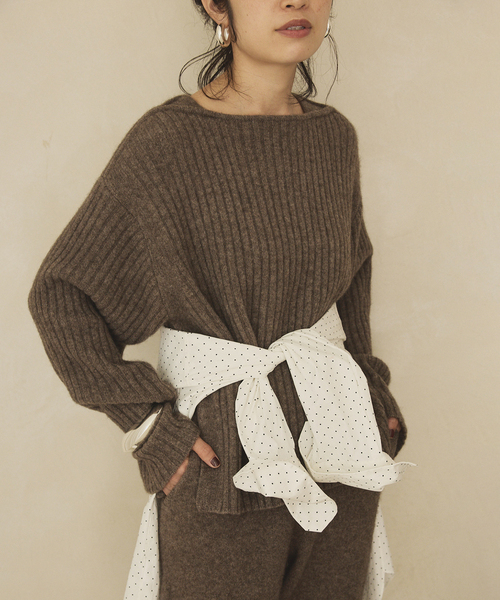 VERMEIL par iena（ヴェルメイユパーイエナ）の「wool yak mix rib Knit プルオーバー（ニット/セーター・レディース・ブラウン/ネイビー・FREE）」の13枚目の写真