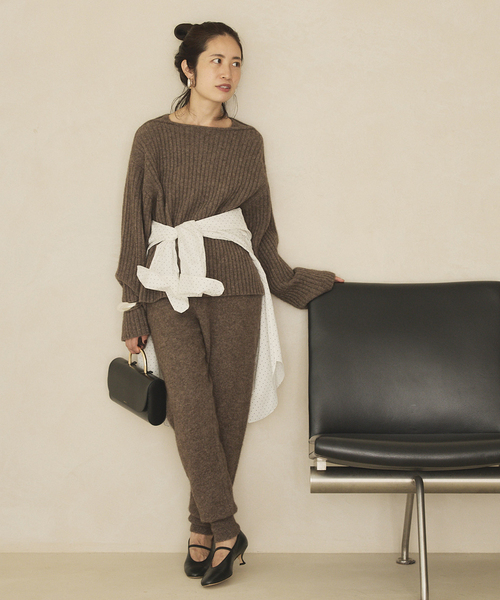 VERMEIL par iena（ヴェルメイユパーイエナ）の「wool yak mix rib Knit プルオーバー（ニット/セーター・レディース・ブラウン/ネイビー・FREE）」の15枚目の写真