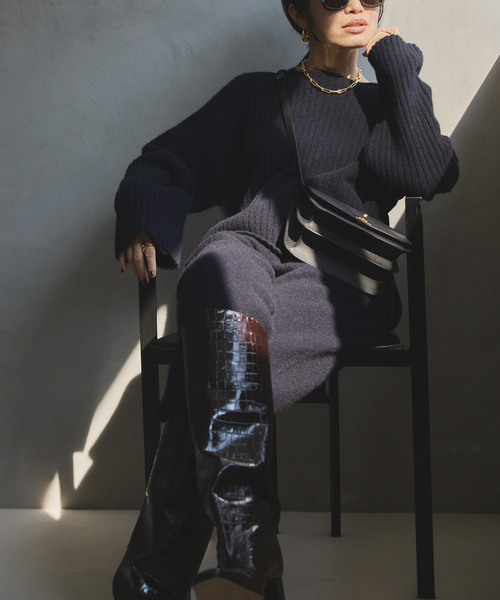 VERMEIL par iena（ヴェルメイユパーイエナ）の「wool yak mix rib Knit プルオーバー（ニット/セーター・レディース・ブラウン/ネイビー・FREE）」の16枚目の写真