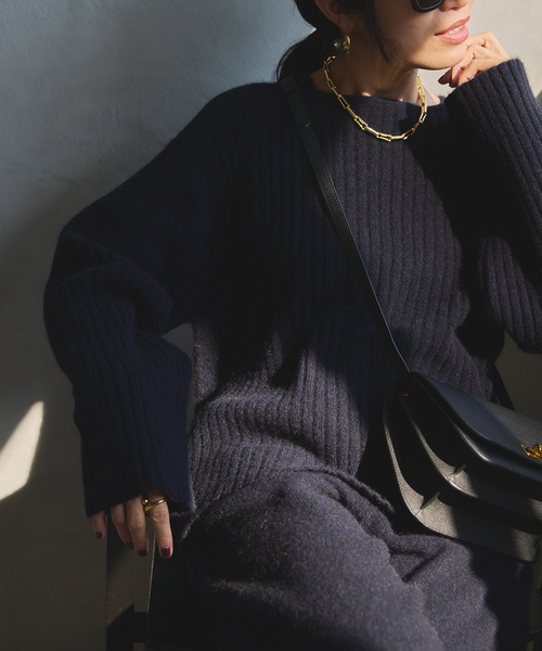 VERMEIL par iena（ヴェルメイユパーイエナ）の「wool yak mix rib Knit プルオーバー（ニット/セーター・レディース・ブラウン/ネイビー・FREE）」の17枚目の写真