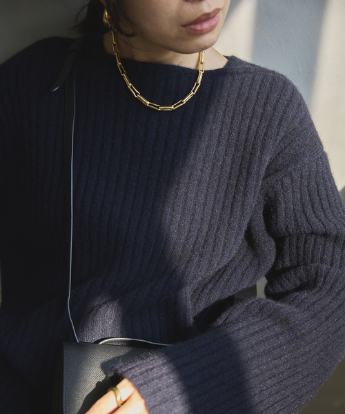 VERMEIL par iena（ヴェルメイユパーイエナ）の「wool yak mix rib Knit プルオーバー（ニット/セーター・レディース・ブラウン/ネイビー・FREE）」の18枚目の写真