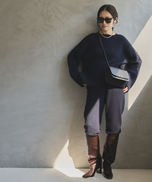 VERMEIL par iena（ヴェルメイユパーイエナ）の「wool yak mix rib Knit プルオーバー（ニット/セーター・レディース・ブラウン/ネイビー・FREE）」の19枚目の写真