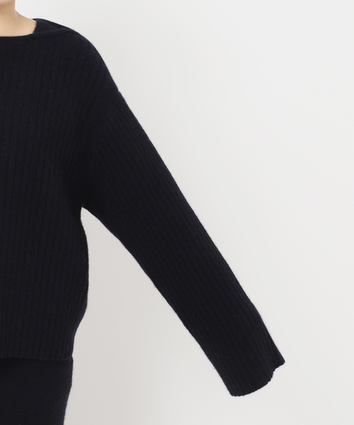 VERMEIL par iena（ヴェルメイユパーイエナ）の「wool yak mix rib Knit プルオーバー（ニット/セーター・レディース・ブラウン/ネイビー・FREE）」の3枚目の写真