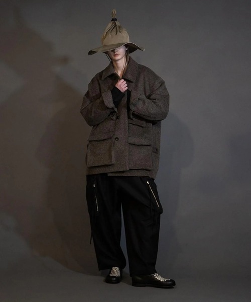 my beautiful landlet（マイビューティフルランドレット）の「【my beautiful landlet】 MACHINE WASHADLE WOOL BIG POCKET PANTS（カーゴパンツ・メンズ・ベージュ/ブラック・0/1）」の5枚目の写真
