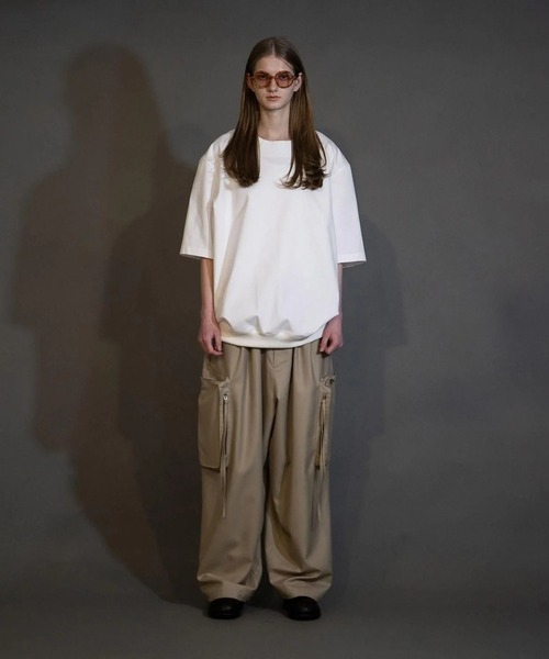 my beautiful landlet（マイビューティフルランドレット）の「【my beautiful landlet】 MACHINE WASHADLE WOOL BIG POCKET PANTS（カーゴパンツ・メンズ・ベージュ/ブラック・0/1）」の6枚目の写真