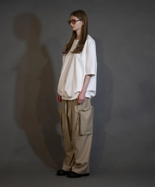 my beautiful landlet（マイビューティフルランドレット）の「【my beautiful landlet】 MACHINE WASHADLE WOOL BIG POCKET PANTS（カーゴパンツ・メンズ・ベージュ/ブラック・0/1）」の7枚目の写真