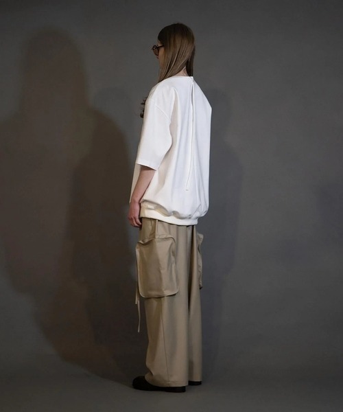 my beautiful landlet（マイビューティフルランドレット）の「【my beautiful landlet】 MACHINE WASHADLE WOOL BIG POCKET PANTS（カーゴパンツ・メンズ・ベージュ/ブラック・0/1）」の8枚目の写真