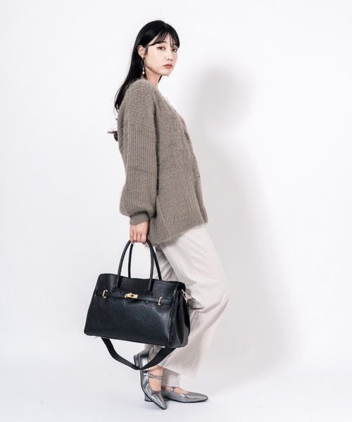 AULENTTI(オウレンティ)の「【AULENTTI/オウレンティ】2WAY レザーショルダーバッグ ハンドバッグ イタリア製(ショルダーバッグ・レディース・ブラック/グレー/ダークブラウン・FREE)」の5枚目の写真