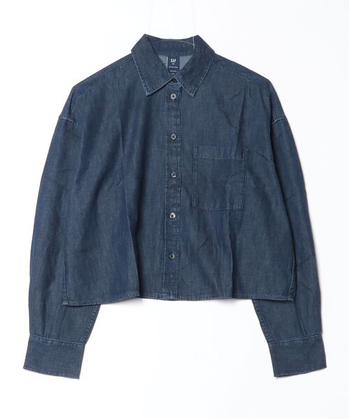 GAP(ギャップ)の「ウルトラソフトデニム ストレートヘム クロップドシャツ(シャツ/ブラウス・レディース・インディゴブルー・XS/M/L/XXS/S)」の5枚目の写真