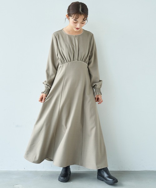 mil(ミル)の「配色サテンパイピングワンピース【585130】(ワンピース・レディース・ダークブラウン/ブラック/グレイッシュベージュ・XS/S)」の12枚目の写真