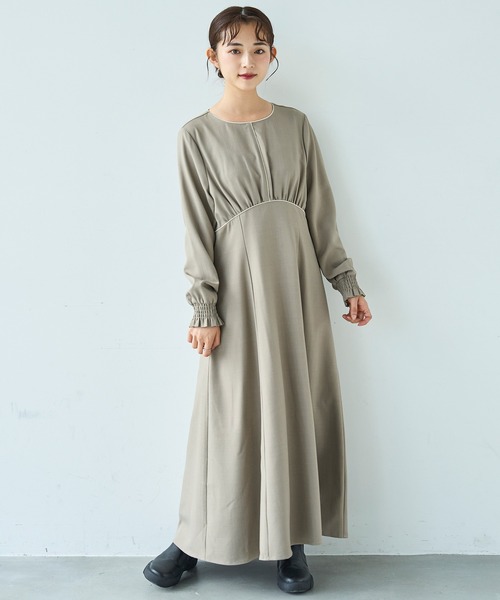 mil(ミル)の「配色サテンパイピングワンピース【585130】(ワンピース・レディース・ダークブラウン/ブラック/グレイッシュベージュ・XS/S)」の13枚目の写真