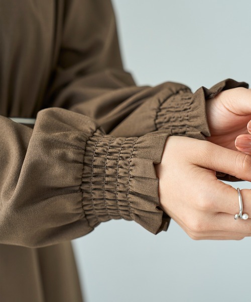 セール】配色サテンパイピングワンピース【585130】（ワンピース