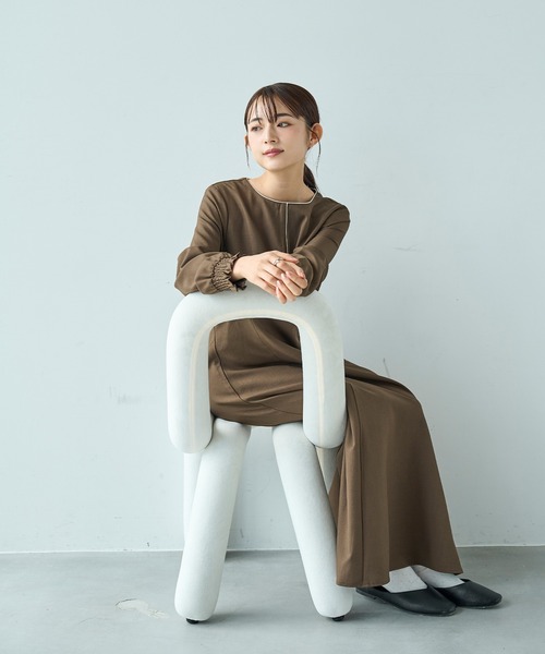 mil(ミル)の「配色サテンパイピングワンピース【585130】(ワンピース・レディース・ダークブラウン/ブラック/グレイッシュベージュ・XS/S)」の22枚目の写真