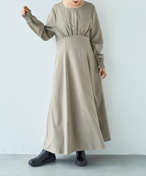 mil(ミル)の「配色サテンパイピングワンピース【585130】(ワンピース・レディース・ダークブラウン/ブラック/グレイッシュベージュ・XS/S)」の11枚目の写真