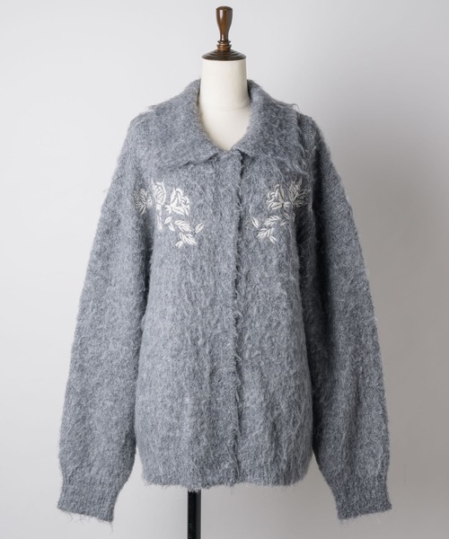 HEIREN(ヘイレーン)の「【HEIREN】モヘアタッチ刺繍入りカーディガン(カーディガン/ボレロ・レディース・ライトパープル/チャコールグレー/アイボリー・FREE)」の6枚目の写真