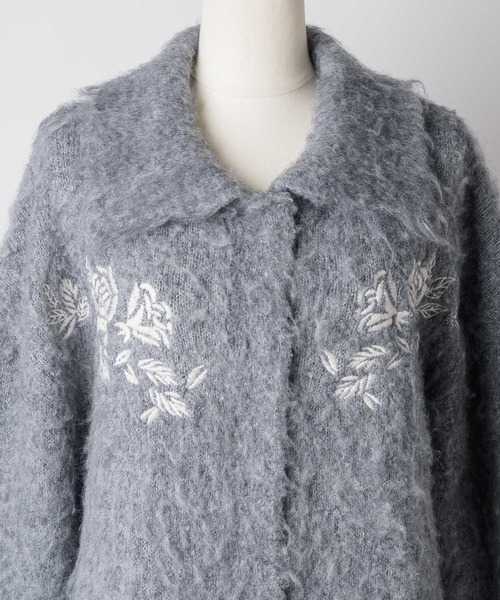 HEIREN(ヘイレーン)の「【HEIREN】モヘアタッチ刺繍入りカーディガン(カーディガン/ボレロ・レディース・ライトパープル/チャコールグレー/アイボリー・FREE)」の10枚目の写真