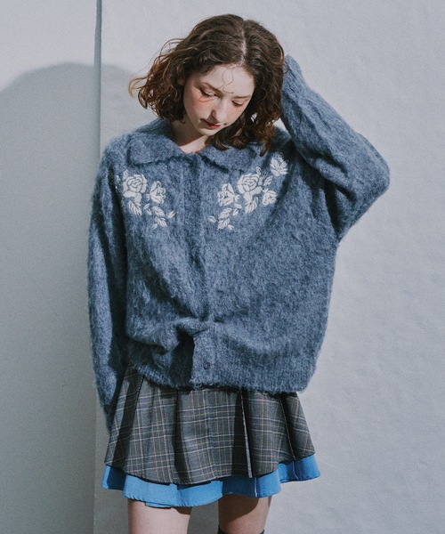 HEIREN(ヘイレーン)の「【HEIREN】モヘアタッチ刺繍入りカーディガン(カーディガン/ボレロ・レディース・ライトパープル/チャコールグレー/アイボリー・FREE)」の21枚目の写真