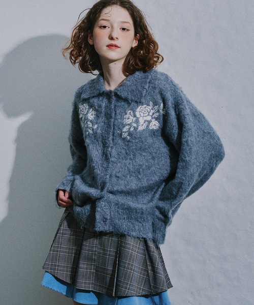 HEIREN(ヘイレーン)の「【HEIREN】モヘアタッチ刺繍入りカーディガン(カーディガン/ボレロ・レディース・ライトパープル/チャコールグレー/アイボリー・FREE)」の20枚目の写真