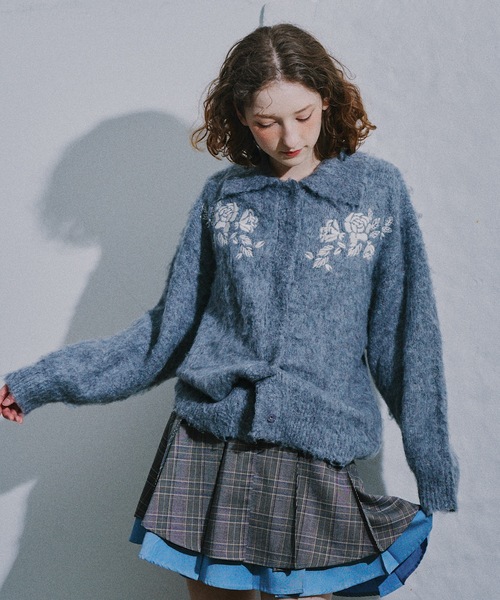 HEIREN(ヘイレーン)の「【HEIREN】モヘアタッチ刺繍入りカーディガン(カーディガン/ボレロ・レディース・ライトパープル/チャコールグレー/アイボリー・FREE)」の19枚目の写真