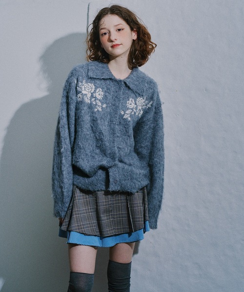 HEIREN(ヘイレーン)の「【HEIREN】モヘアタッチ刺繍入りカーディガン(カーディガン/ボレロ・レディース・ライトパープル/チャコールグレー/アイボリー・FREE)」の18枚目の写真